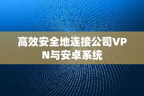 高效安全地连接公司VPN与安卓系统